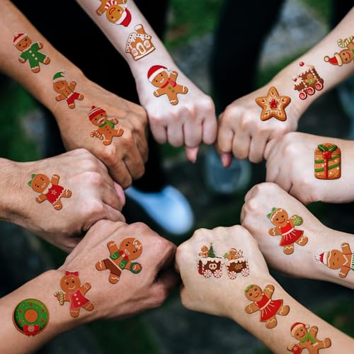 96pc Gingerbread Man Temporary Tattoos – Christmas Party Favors