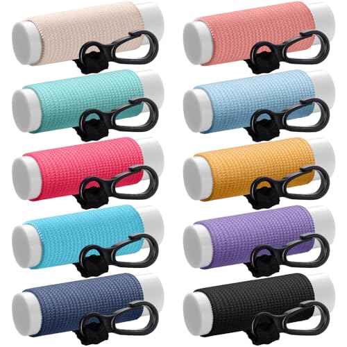 Sureio 10 Pack Lip Balm Holder Keychain Compact Clip On lipstick Lip Gloss Holder Keychain Elastic lipstick Sleeve Clip (Bright Colors)