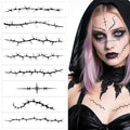 Halloween Stitches Temporary Tattoos - 8 Sheets Black Fake Scars