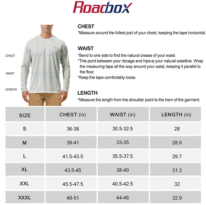 Roadbox Men's 2 Pack UV Sun Protection SPF UPF 50+ Long Sleeve Quick Dry Fishing Shirts Outdoor Rash Guard for Running Hiking Swimming