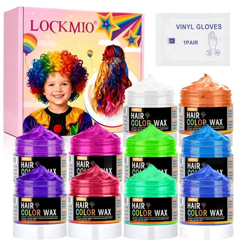10-Color Temporary Hair Color Wax Set for Kids - Washable & Non-Sticky