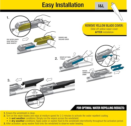 Rain-X 810197 Latitude 2-In-1 Water Repellent Wiper Blades, 26" and 20" Windshield Wipers (Pack Of 2), Automotive Replacement Windshield Wiper Blades With Patented Rain-X Water Repellency Formula