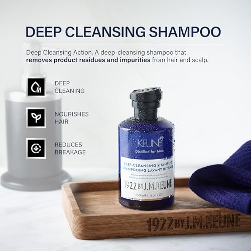 1922 by J.M. Keune Deep Cleansing Shampoo, Clarifying & Strengthening Cleanser for Men, 8.5 Fl Oz