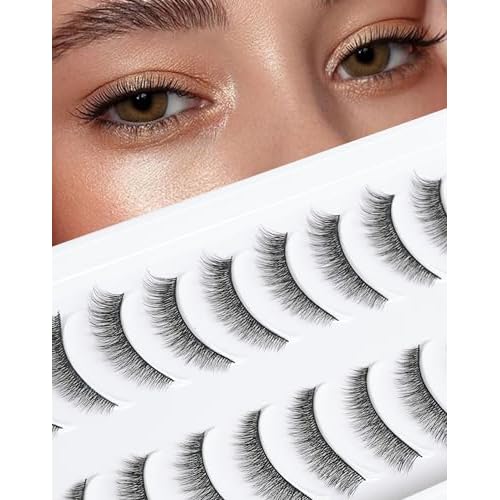 Natural Eyelashes Natural Look Small Lashes Short Eyelashes Natural Lashes False Eyelashes Wispy Eye Lashes Pack 10 Pairs D-M05