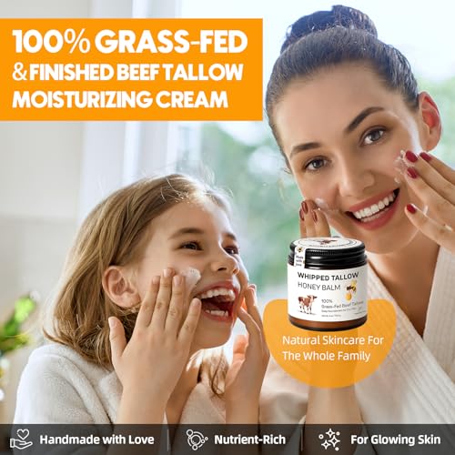 Grass-Fed Beef Tallow Balm with Honey & Jojoba Oil, 4 Oz