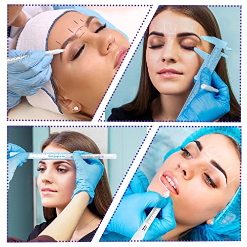 Teling 10 Pcs Eyebrow Ruler tools set 2 Eyebrow Measuring Ruler kit 4 Microblading White Skin Marker Pen 4 Paper Permanent Makeup Position Mapping Mark Tools for Artists Skin