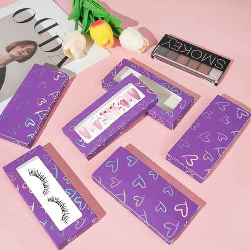 74PCS Empty Press on Nails Packaging Box Set Includes 35PCS Empty Nail Package Box, 35PCS White Background Paper, 1pc Double Sided Tape and 3 Thank You Stickers, for Press on Nail Business