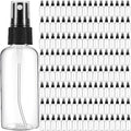Roshtia 100 Pcs 2 oz Plastic Mini Spray Bottles with Black Cap Clear Empty Fine Mist Spray Bottles Refillable Liquid Container for Essential Oils Perfumes Travel Makeup