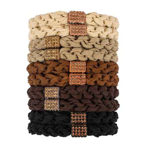 10Pcs Stylish Women Hair Ties, 5 Colors for Hair Bands, 2.36 Inch Diameter Hair Tie for Thick Hair High Ponytail Holders