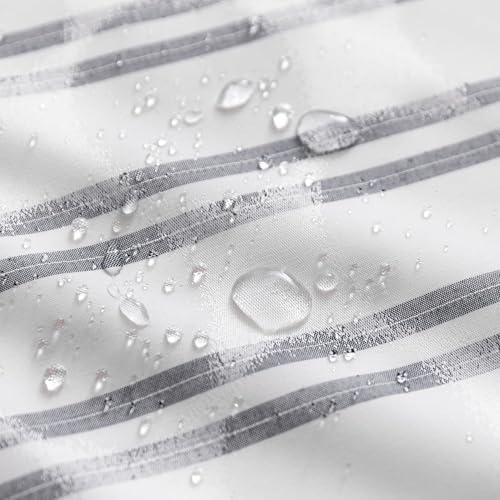Amazon Basics Grey Striped Geometric Jacquard Fabric Shower Curtain 72" W x 74" L, Water-Repellent & Washable