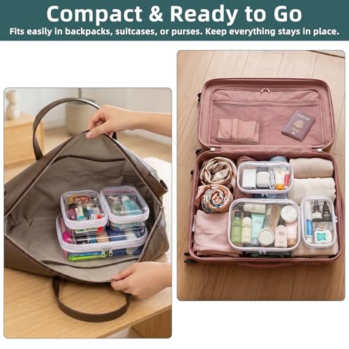 CarryEpic White Hard Shell Zipper Cases Set (3 Pack) - Compact Storage Pouches