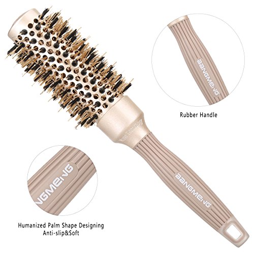 Round Barrel Hair Brush with Boar Bristles & Ceramic Coating