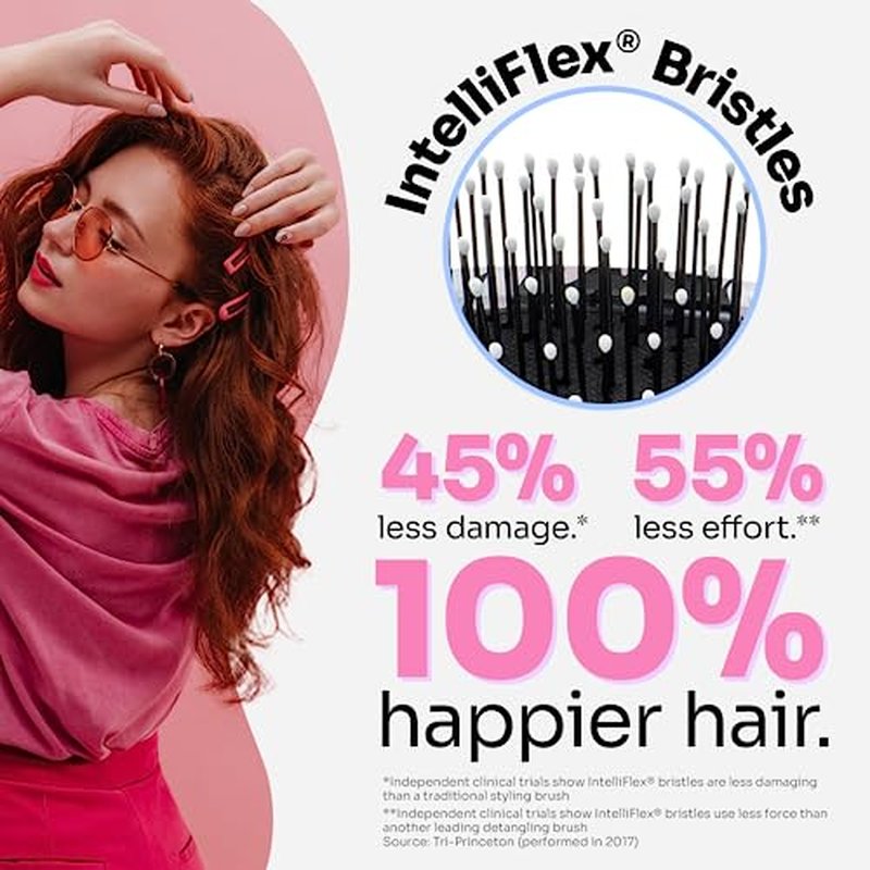 Wet Brush Original Detangler Hair Brush, Pink Lines (Watercolor Motif) - Ultra-Soft IntelliFlex Bristles - Detangling Brush Glide Through Tangles With Ease For All Hair Types - Wet & Dry Hair
