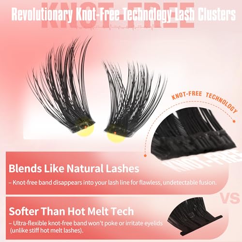 EYDEVRO Lash Clusters Kit 100D Volume Lash Clusters with Spikes Wispy Cluster Eyelash Extensions Kit Mega Volume Lash Extension Kit Spiky Individual Lashes Faux Mink Spikes Eyelash Clusters