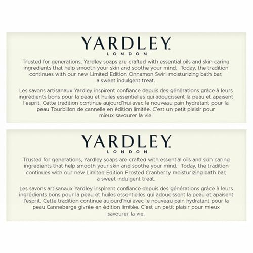 Yardley London Limited Edition Soap Variety 6 Pack ? 3 Cinnamon Swirl & 3 Frosted Cranberry Moisturizing Bath Bars, Infused with Essential Oils 4oz