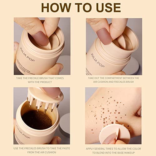 LAIKME Freckle Stamp Pen, Fake Freckles Stamp Air Cushion, Waterproof Long Lasting Quick Dry Faux Freckle Maker, Natural Sunkissed Lifelike Freckle Stain Makeup (Light Brown)