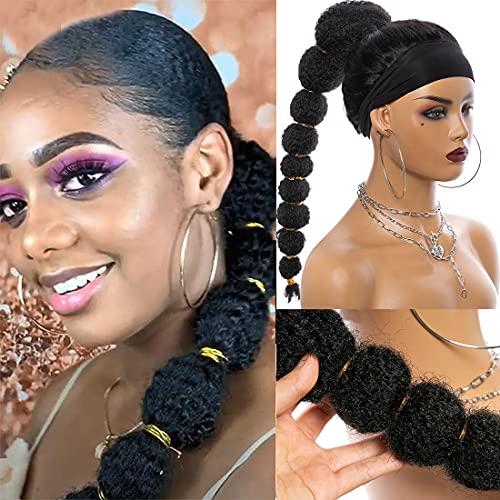 Doren 18inch Synthetic Kinky Straight Hair Bubble Ponytail #1B Color African American Wrap Synthetic Drawstring Afro Puff Ponytail Hair Extensions