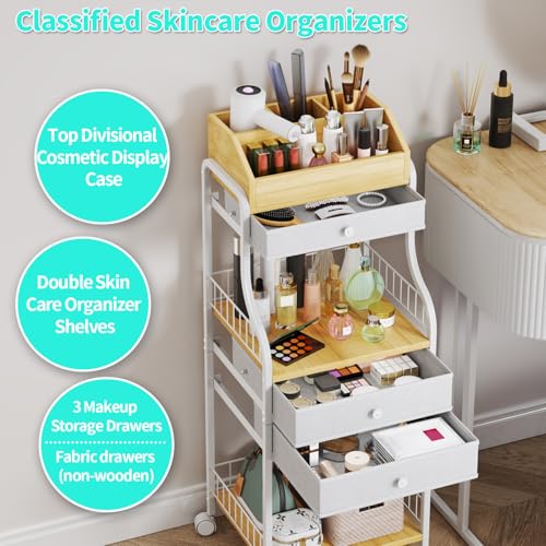 HapiRm Makeup Organizer Cart with Drawers – Vanity Storage for Skincare & Cosmetics