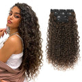 Flufymooz Clip-In Hair Extensions 20 Inch Curly Dark Almond Brown