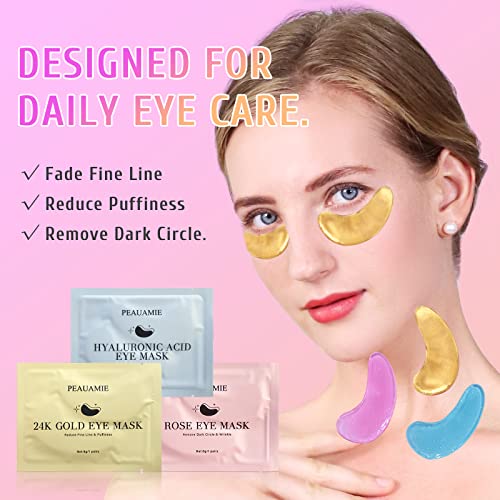 Gold Hyaluronic Acid Eye Patches for Dark Circles & Puffiness, 30 Pairs