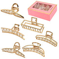LUKACY 4 Inch Gold Metal Hair Clips - 6 Pack Large Claw Clips
