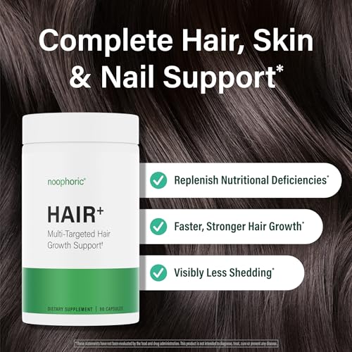 Noophoric Hair Growth Vitamins for Women and Men - Natural Hair Loss Supplement for Fuller Thicker Hair - Hair Skin and Nails Vitamins for Thinning and Shedding, 90 Capsules