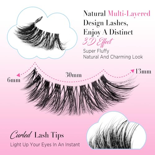 Bepholan 5D Fluffy False Eyelashes - Natural Wispy Lashes 3-Pack