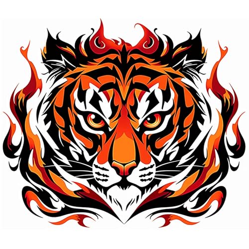 Tiger Flame Temporary Tattoos - 6 Sheet Set, Waterproof