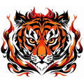 Tiger Flame Temporary Tattoos - 6 Sheet Set, Waterproof