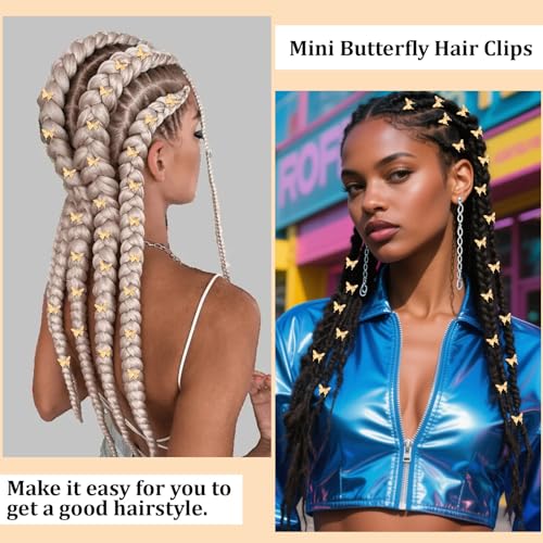 Gold Butterfly Hair Clips for Women & Girls - 20 Pcs Mini Metal Braid Accessories