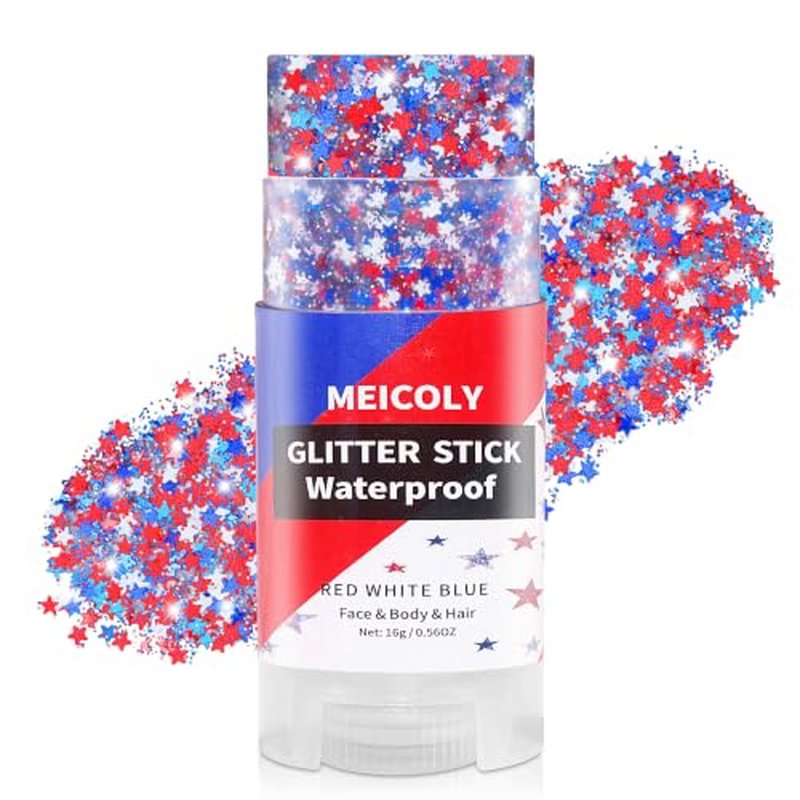 Patriotic Red White and Blue Star Glitter Stick for 4th of July
