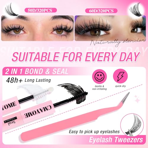 CMAYOME Lash Clusters Kit 9-16mm Natural Wispy Lashes 640Pcs