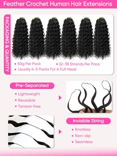 CurlyMe Water Wave Crochet Hair 16" 150g Human Hair 3 Pack