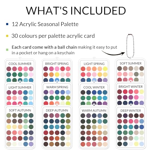 Seasonal Color Analysis Keychain - 12 Palette Cards