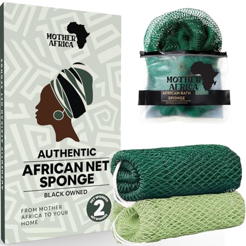Mother Africa African Net Sponge 2-Pack - Authentic Exfoliating Body Scrubber