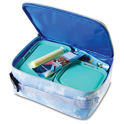 PackIt Freezable Classic Lunch Box, Blue Sky, Built with EcoFreeze Technology, Collapsible, Reusable, Zip Closure With Zip Front Pocket and Buckle Handle, Perfect for School Lunches