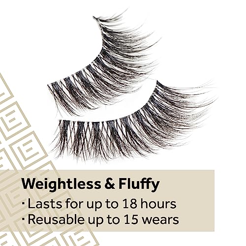 Eylure False Lashes, Luxe Cashmere No. 8 with Adhesive Included, 1 Pair,Black