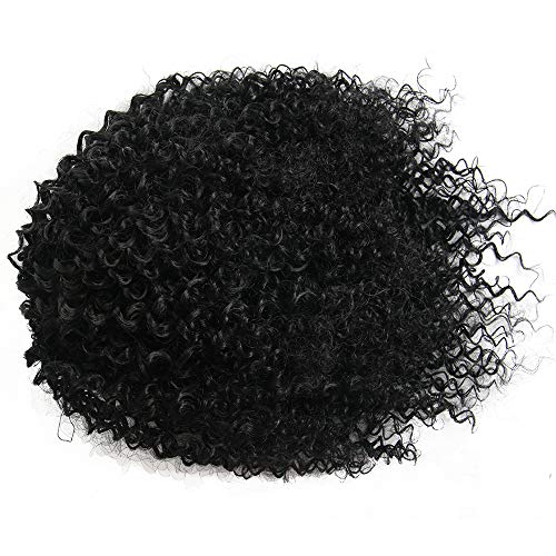 Short Afro Kinky Curly Ponytail Hair Piece for African American Ponytail Extension Synthetic Afro Kinky Curly Ponytail for Women (Black(1B#))