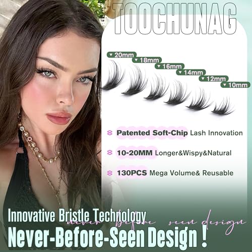 Wispy Lash Clusters 10-20mm Eyelash Clusters Natural Mascara-Look False Eyelashes Extensions Volume Individual Lashes D Curly Long DIY Cluster Eyelash Extensions by TOOCHUNAG