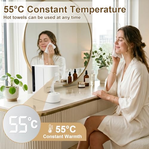 Hot Towel Dispenser Warmer - 55°C Fast Heating, Smart Voice Alerts