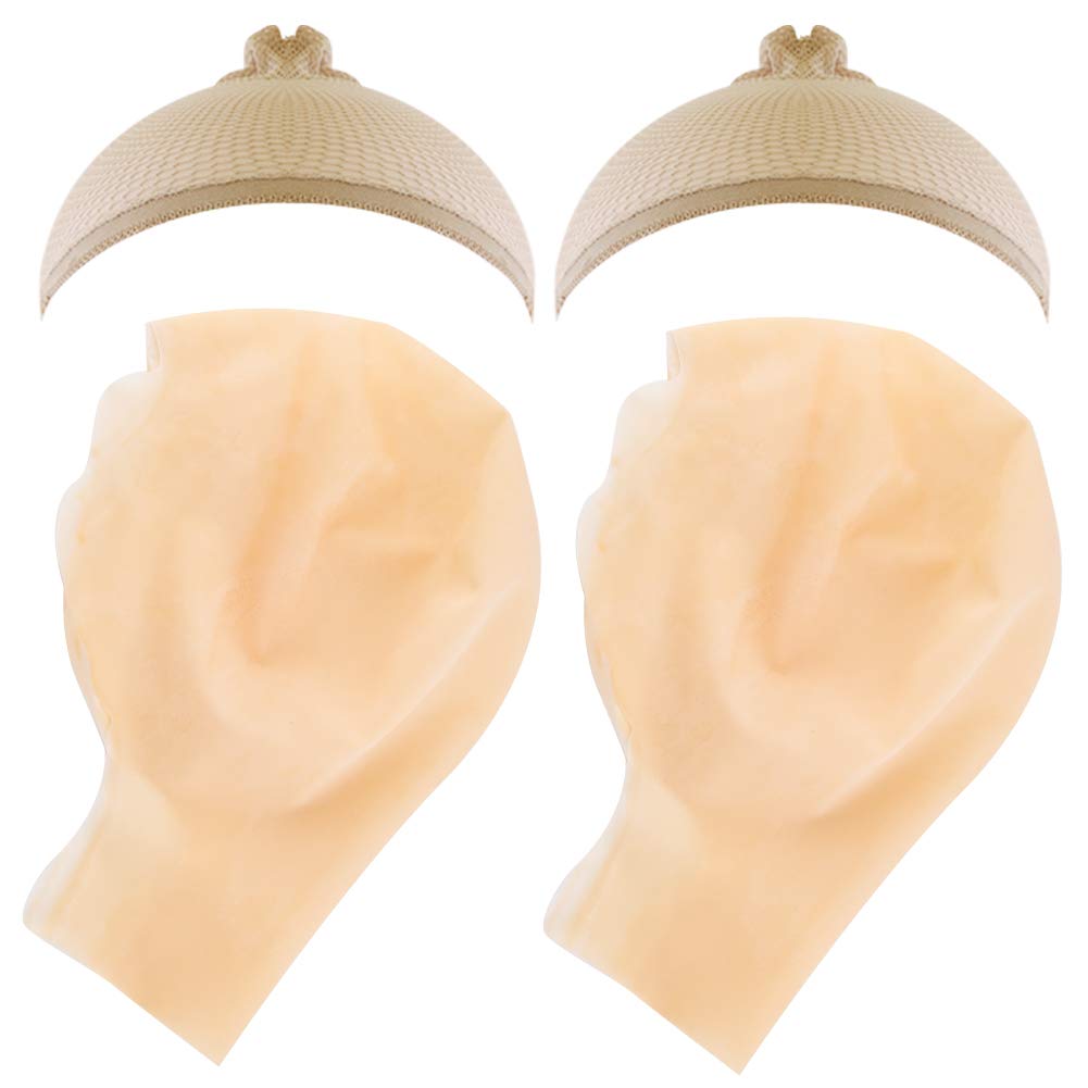 WXJ13 2 PCS Makeup Latex Bald Caps and 2 PCS Nylon Wig Caps for Costume Party Adult Costume Accessory