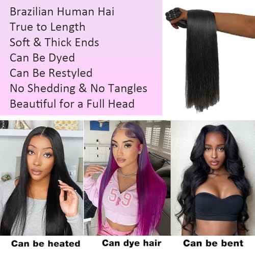 12A Straight Human Hair 10 12 14 Inch Human Hair bundles Unprocessed Brazilian Hair 3 Bundles Raw Human Hair Extensions Quick Weave Natural Color
