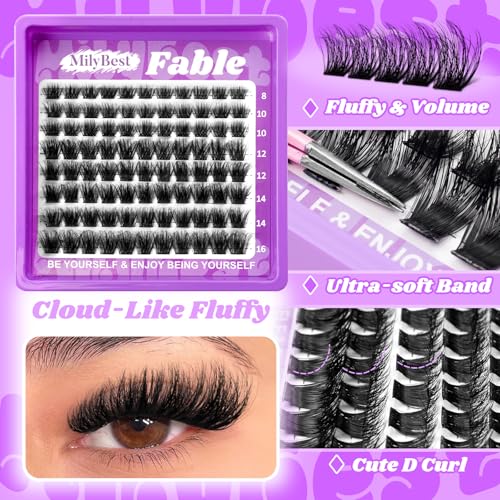 MilyBest Fable Lash Clusters - 88pc DIY Eyelash Extensions 8-16mm
