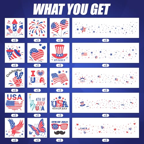 Cerlaza Labor Day Decorations, Glitter Freckles Face Tattoo with American Flag Design, Red White Blue Usa Accessories, 4th of July Independence Day Fake Tattoos Makeup Kit, Rave Outfits for Women