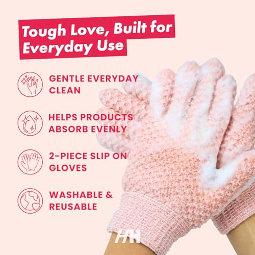 Handmade Heroes Exfoliating Gloves – 2pc Reusable Body Scrub Mitt