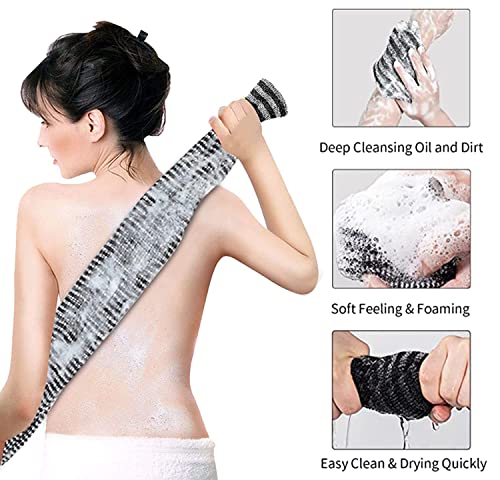 Yiclick 2-Pack Exfoliating Body Scrubber Washcloth, 40-Inch Back Scrub Towel