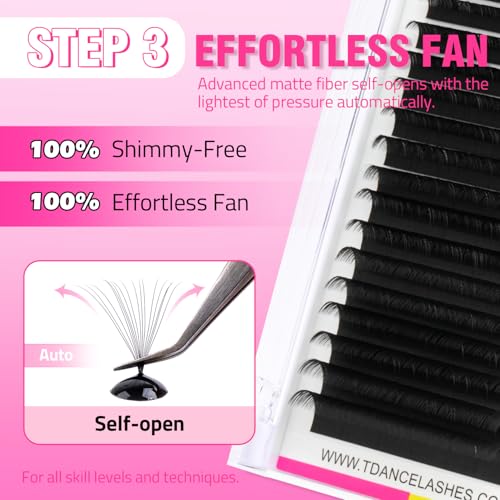 TDANCE Shimmy-Free Self Fanning Lash Extensions 0.05C 8-15mm