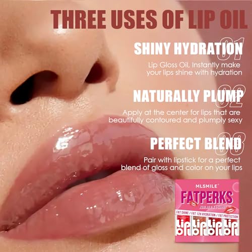 4-Color Lip Glow Oil Set - Hydrating Plumper with Soft Brush