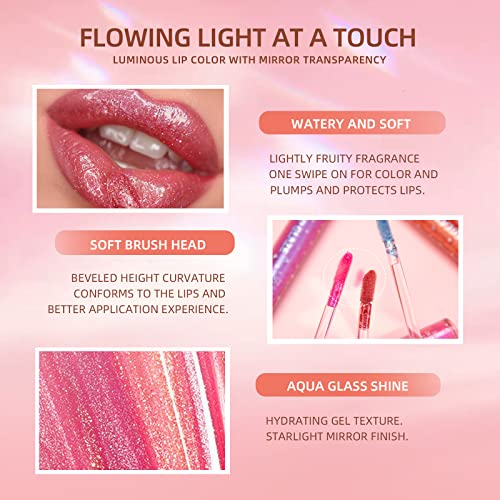 Aseawave Shimmer Lip Gloss Set - 9 Colors, Long-Lasting & Moisturizing