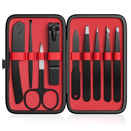 Yougai 9-Piece Tweezers Set with Eyebrow & Nail Grooming Tools